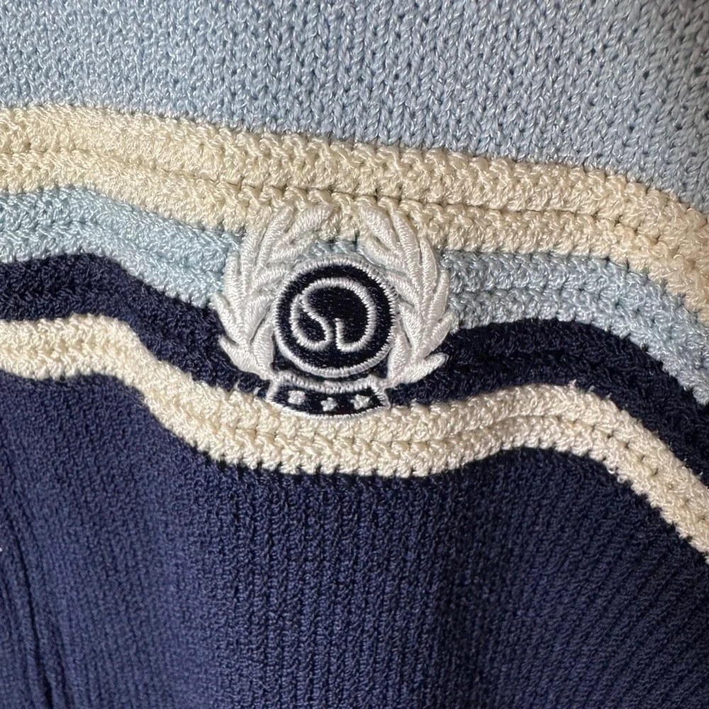 Vtg St John Sport Santana Knit Cardigan Sz S Blue Zip Preppy Nautical Jacket USA
